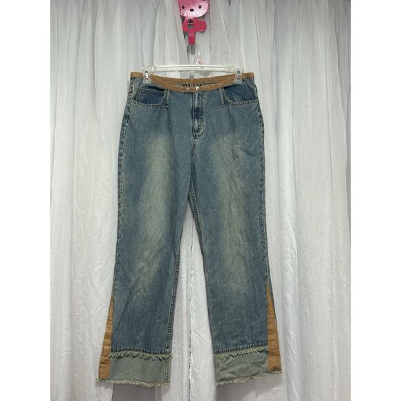 L.A. Blues VTG 90s Women's Blue Jeans Size 14 Riveted Hippie Y2K Boho Suede - Picture 1 of 5